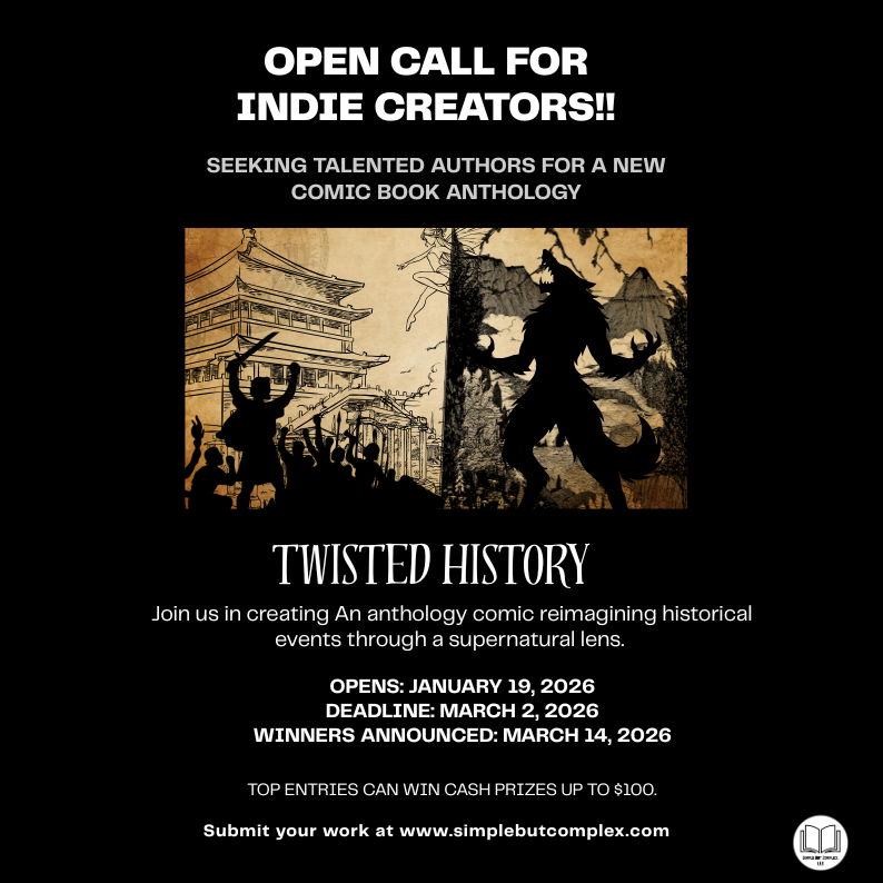 Comic anthology submission flyer for Simple But Complex